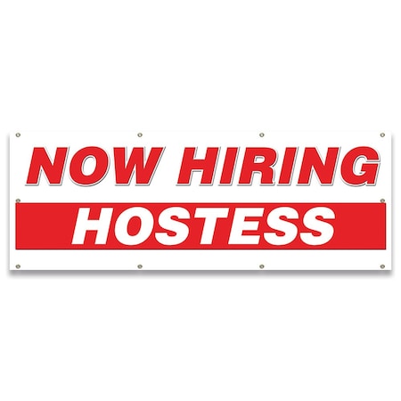 Signmission Now Hiring Hostess Banner Apply Inside Accepting Application Single Sided B-96-30258